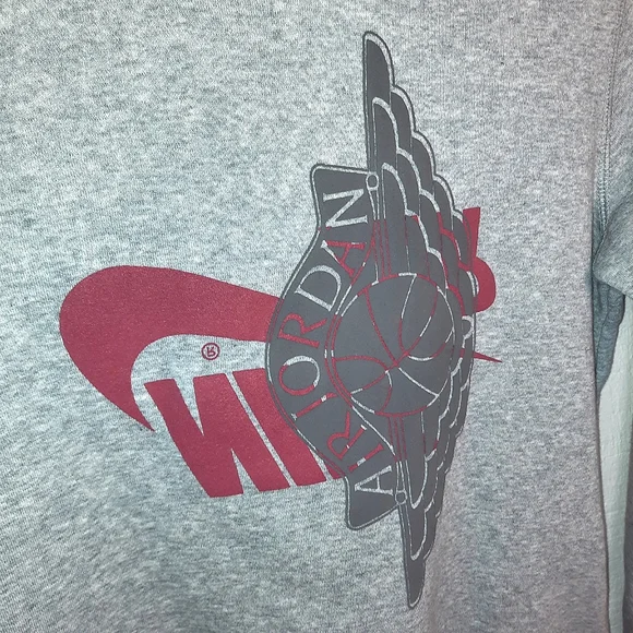 NWT YOUTH Nike Air Jordan Remix Sideways Upside Down Futura Pullover Hoodie GREY